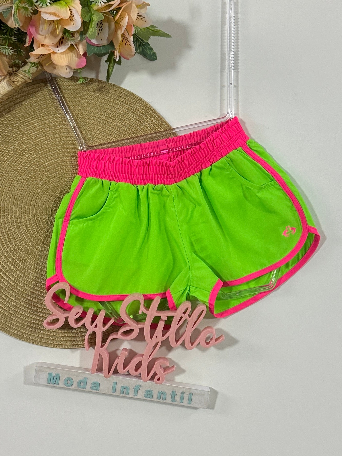 Shorts Infantil Siri Kids Nylon Leticia Verde 39063