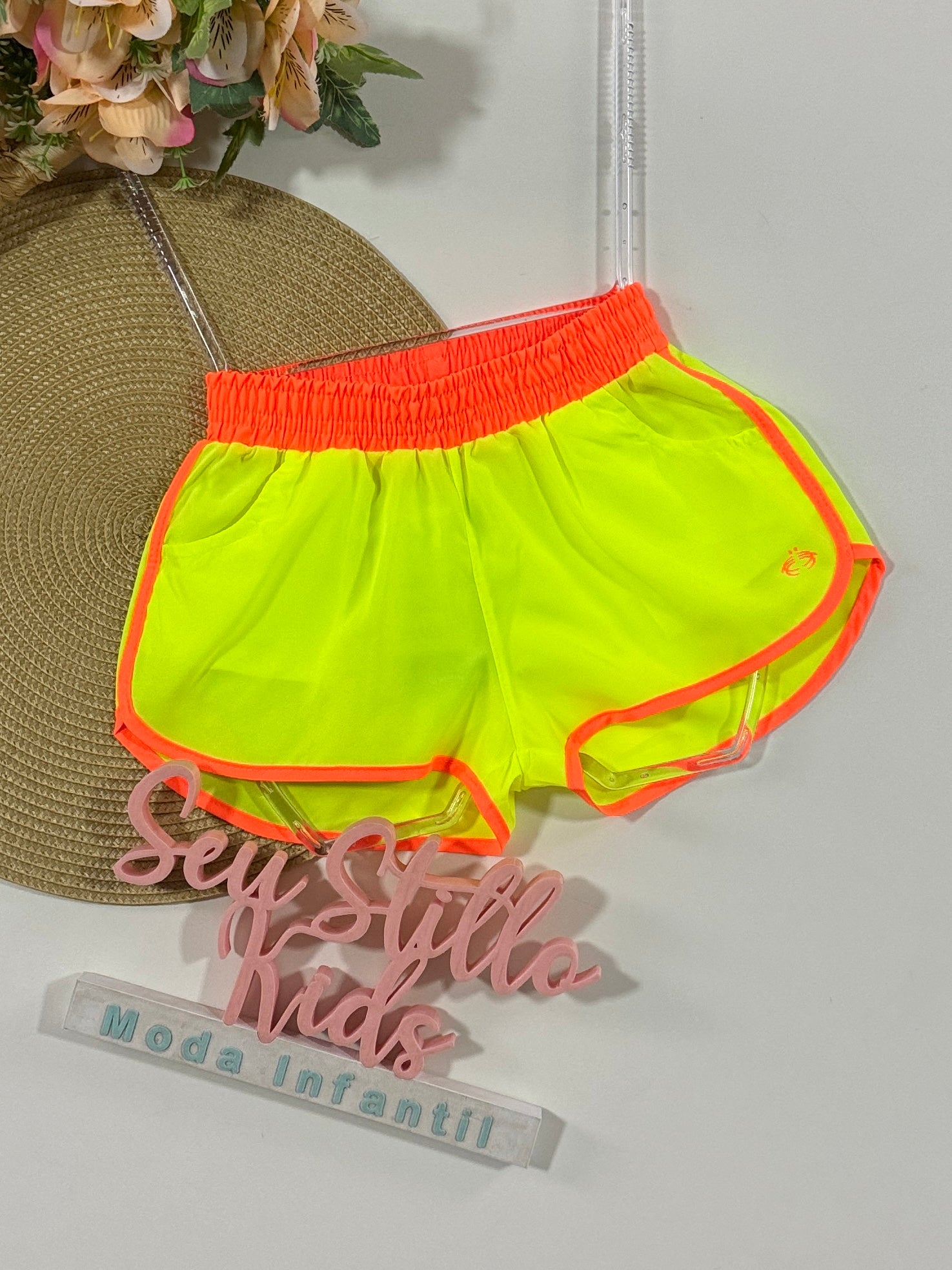 Shorts Infantil Siri Kids Nylon Leticia Amarelo Fluor 39063