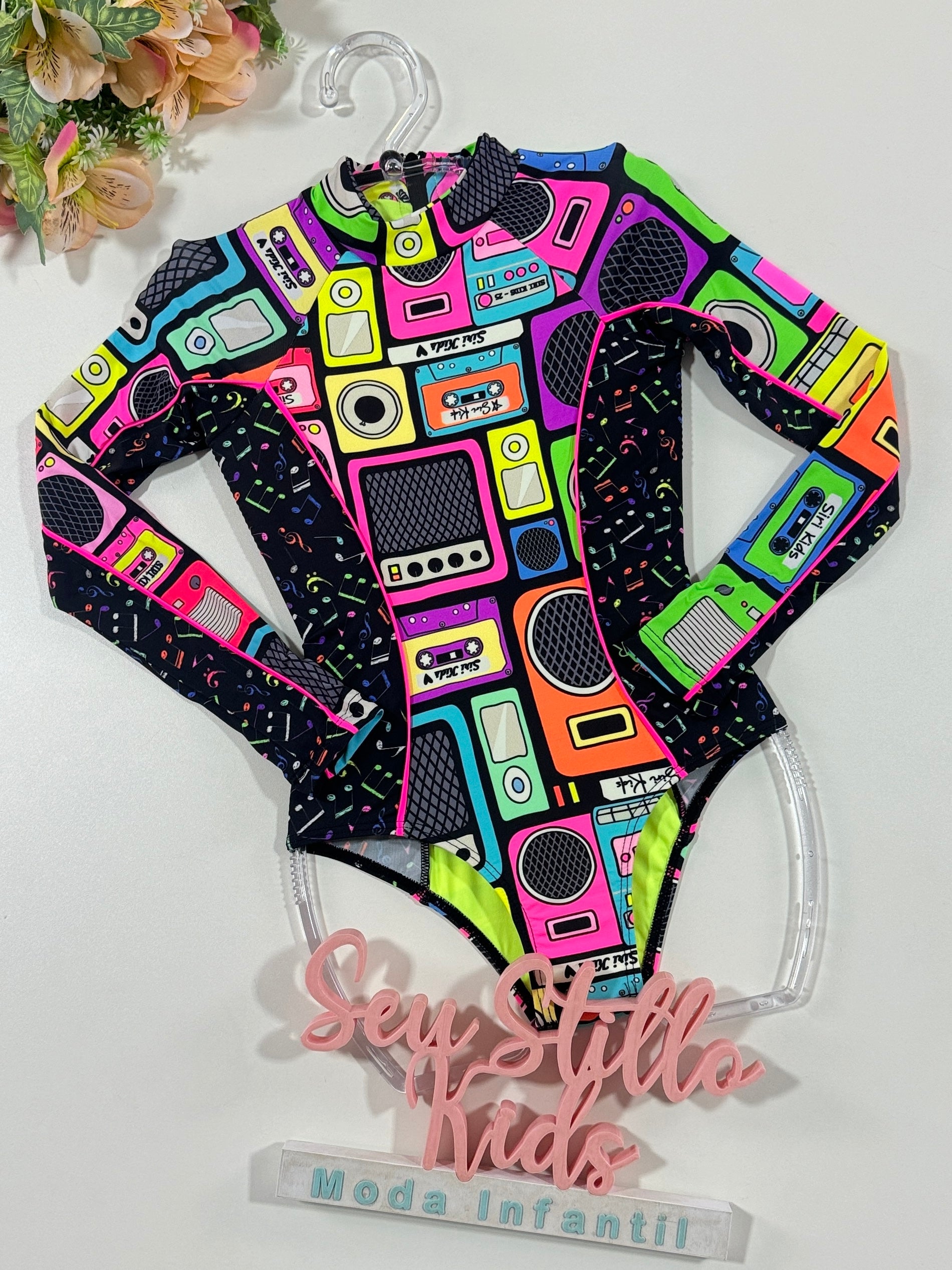 Maiô Infantil Siri Kids Manga Longa Tati Music 39075