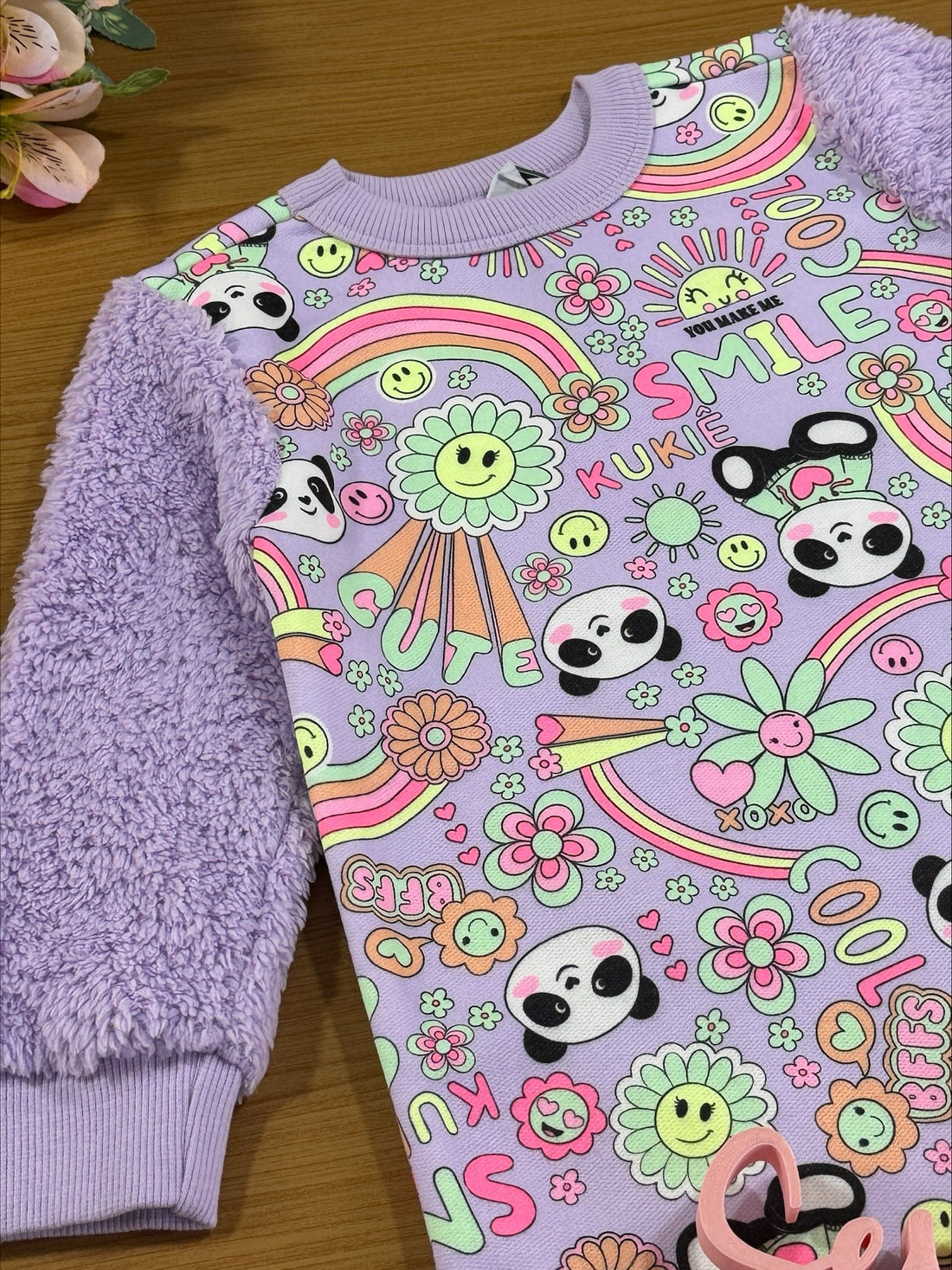 Vestido Infantil Kukie Inverno Lilás Panda