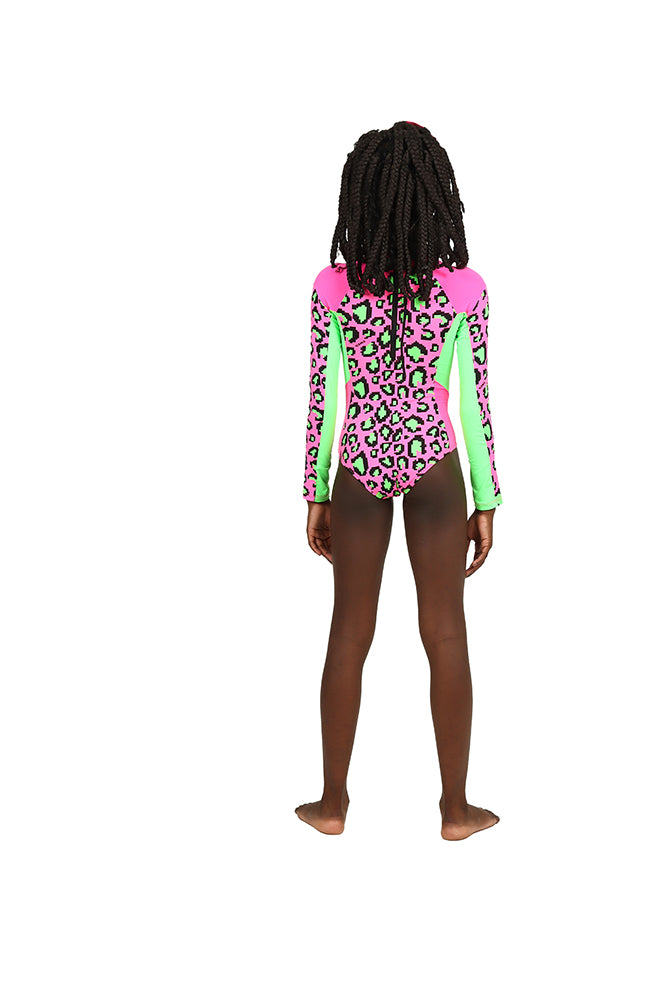Maiô Infantil Siri Kids Manga Longa Carol Rosa Onça Pixel 39197