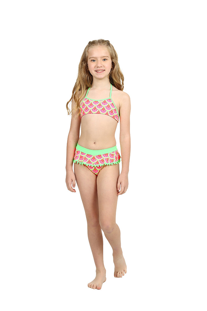 Biquíni Infantil Siri Kids com Cropped Manga Longa Sereia Melancia 39203