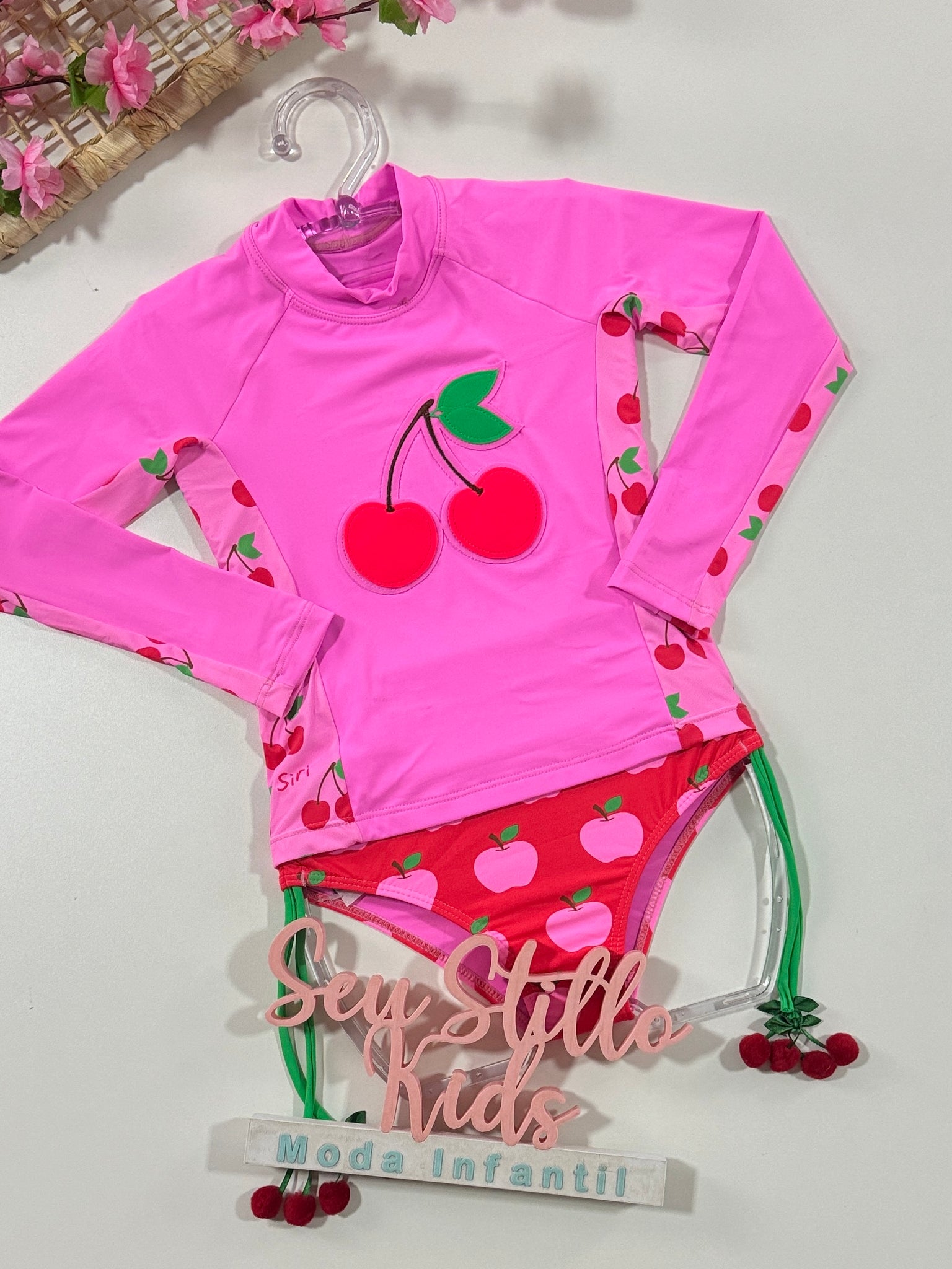 Biquíni Infantil Siri Kids Blusa Manga Longa Luana Cereja 39229