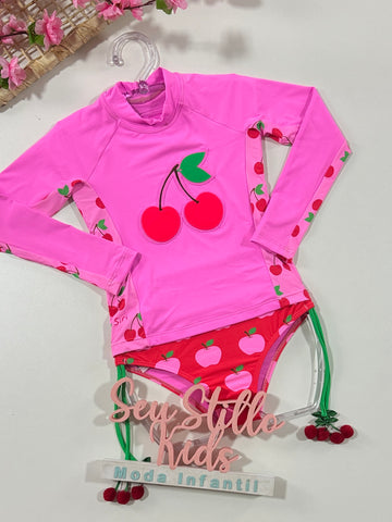 Biquíni Infantil Siri Kids Blusa Manga Longa Luana Cereja 39229