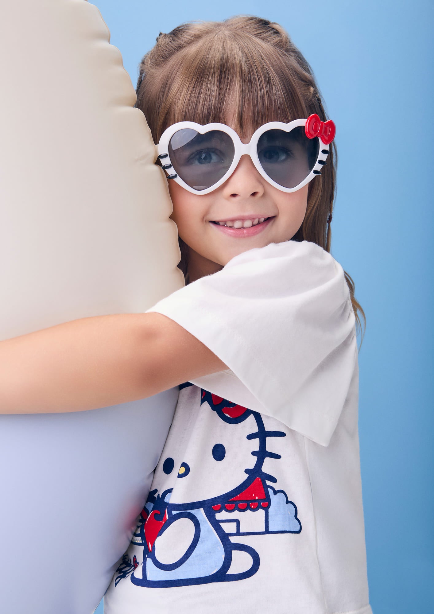 Blusa Infantil Momi Verão Branca Hello Kitty com Strass