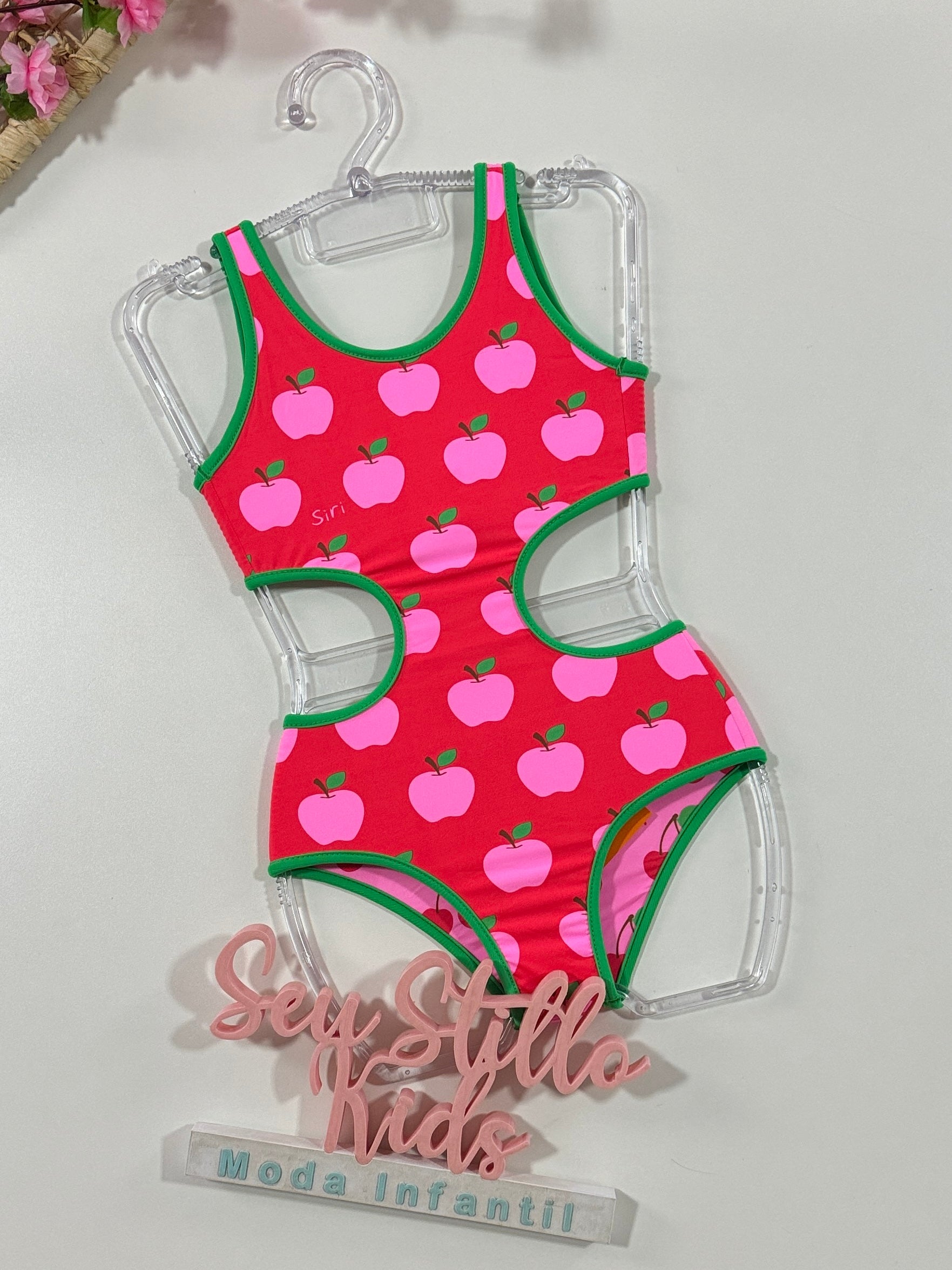 Maiô Infantil Siri Kids Dupla Face Carol Cereja 39099