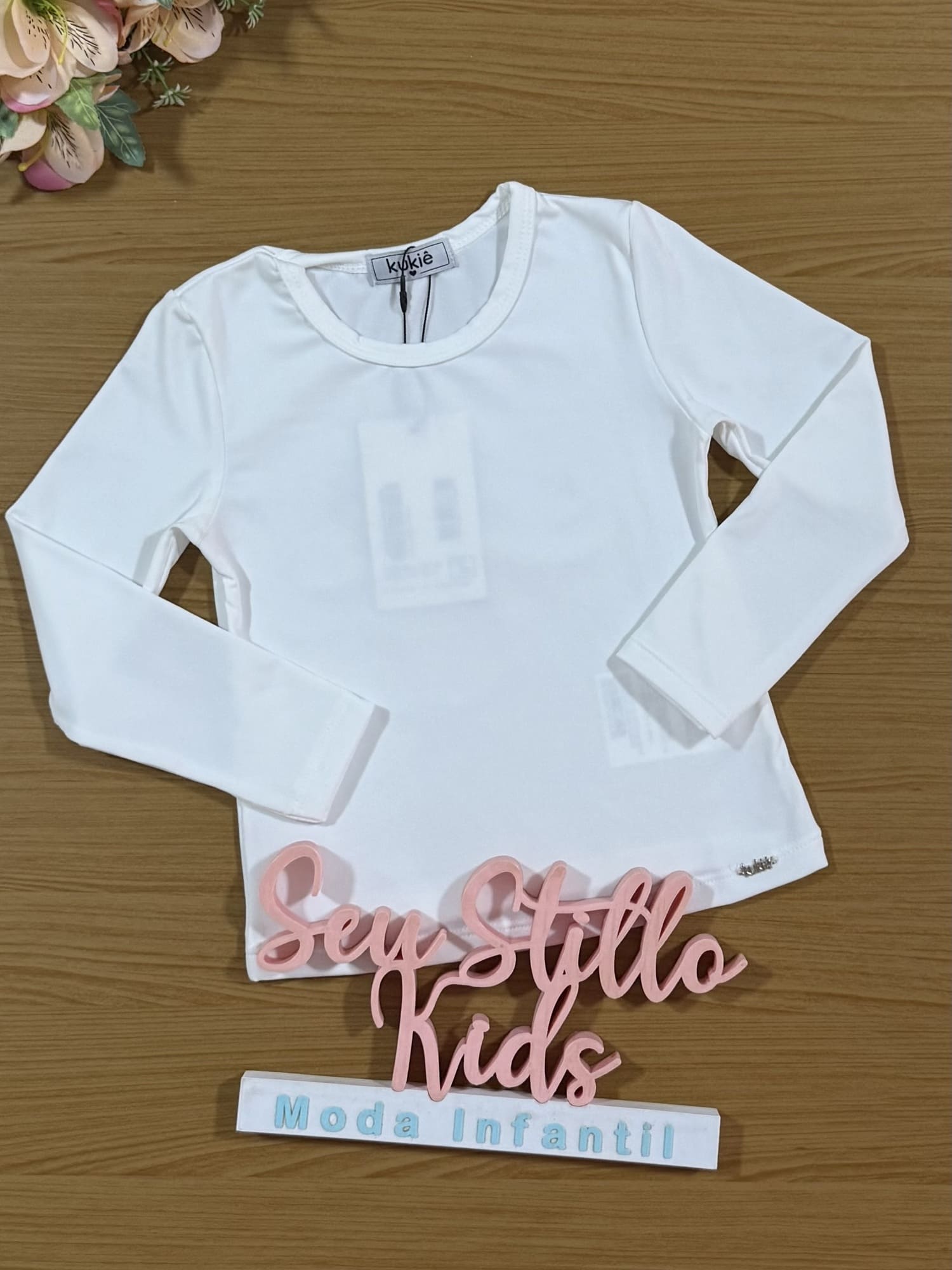 Blusa Infantil Kukiê Inverno Manga Longa Térmica Branca