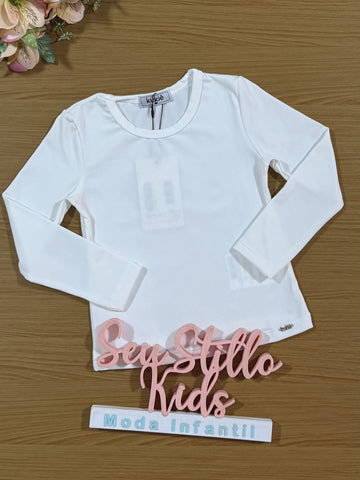Blusa Infantil Kukiê Inverno Manga Longa Térmica Branca