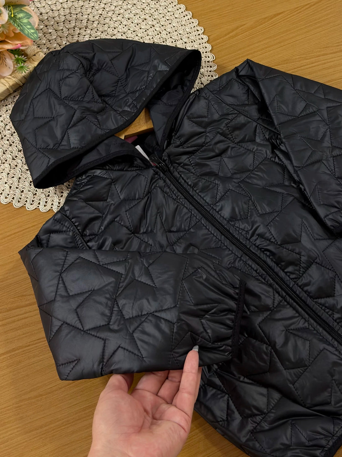 Jaqueta Infantil Cinti Inverno  Preta Estrelinhas