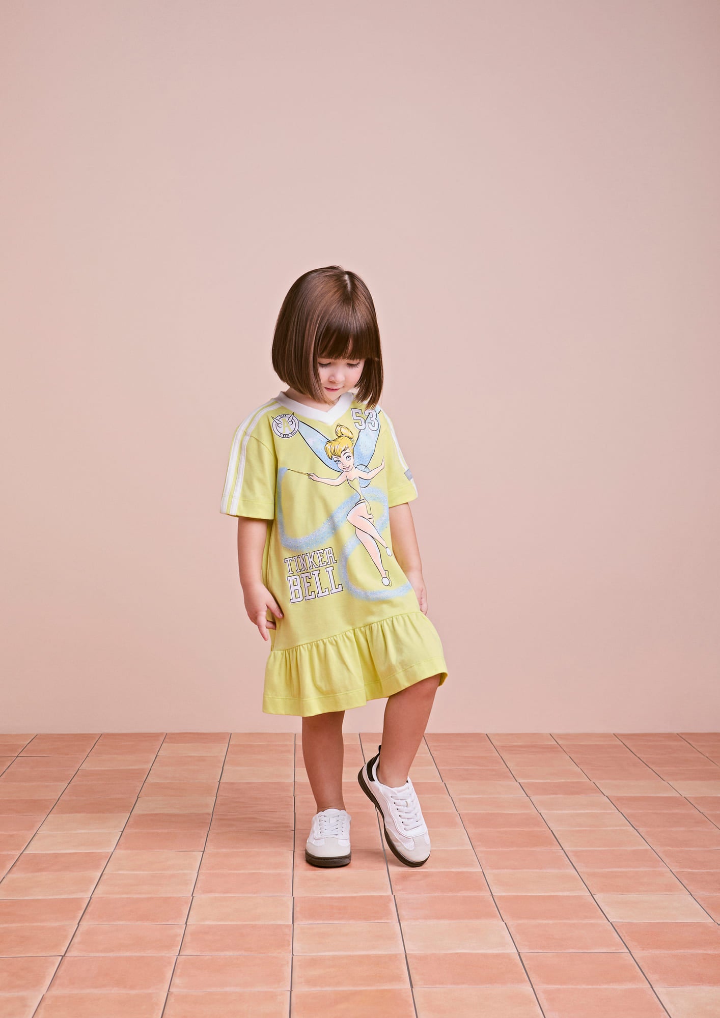 Vestido Infantil Animê Verão Verde Tinker Bell com Strass