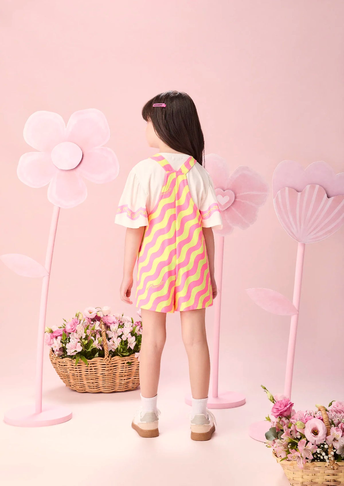 Blusa Infantil Menina Momi Branca Ondas Neon