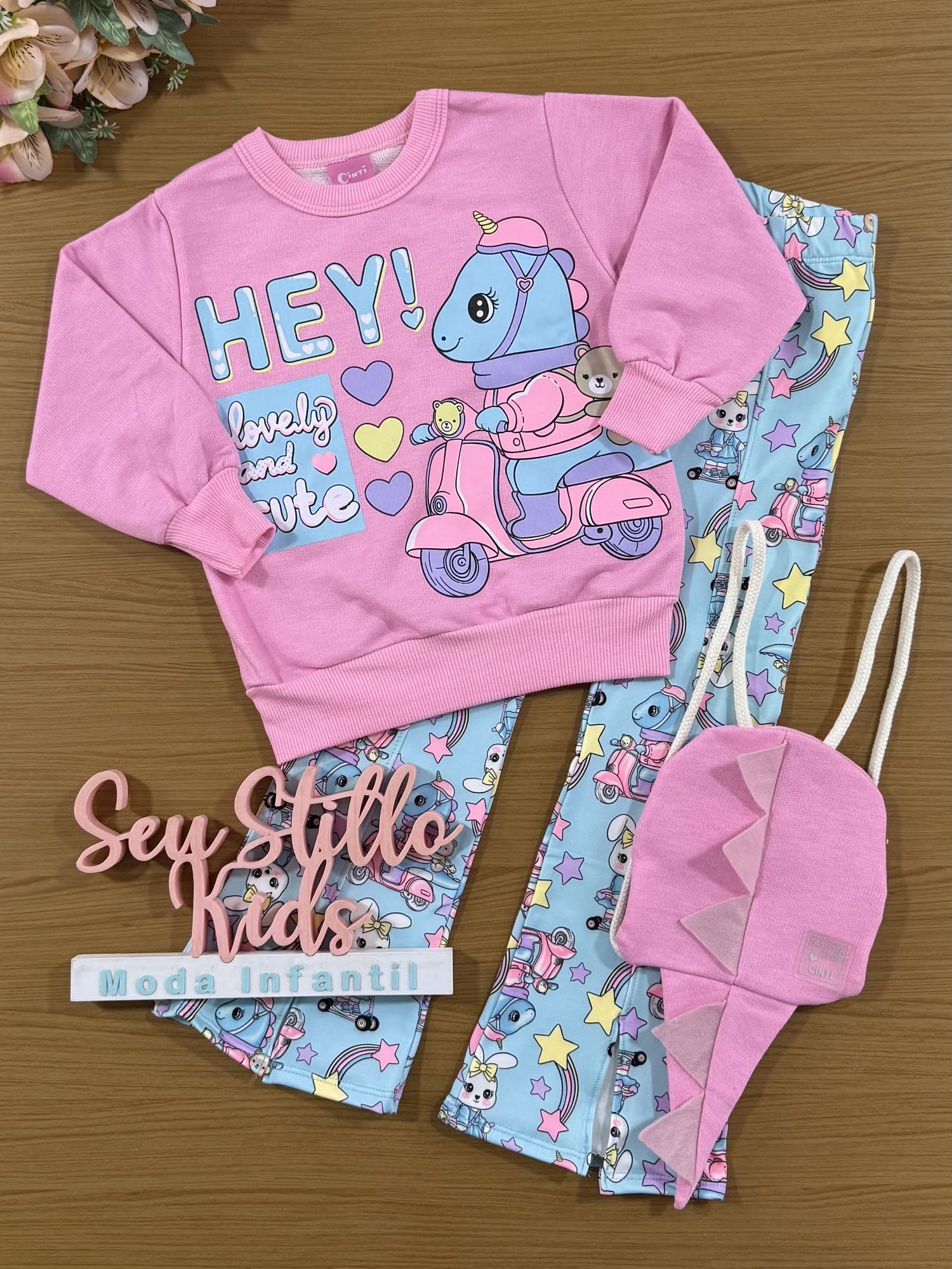 Conjunto Infantil Cinti Inverno Calça e Blusa Dino com Mochila