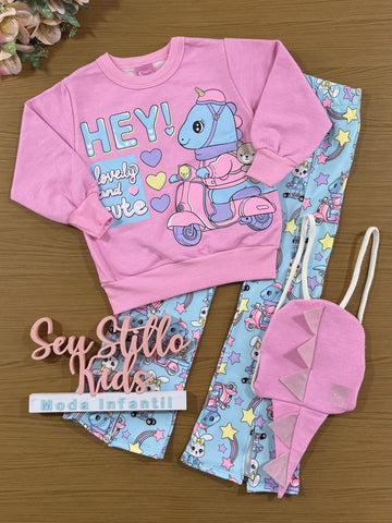 Conjunto Infantil Cinti Inverno Calça e Blusa Dino com Mochila