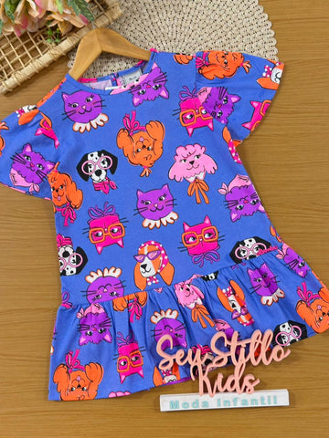 Vestido Infantil Bimbi Azul Pets