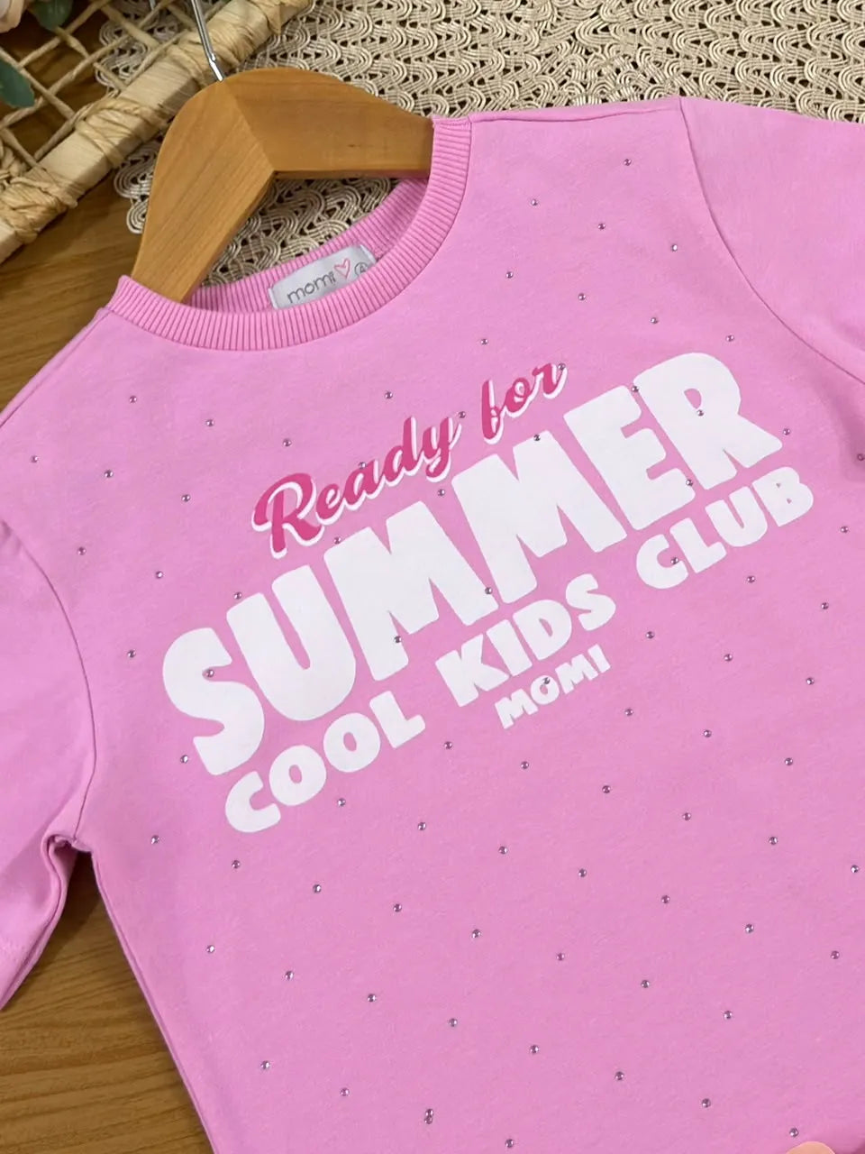 Blusa Infantil Menina Momi Rosa Summer Strass