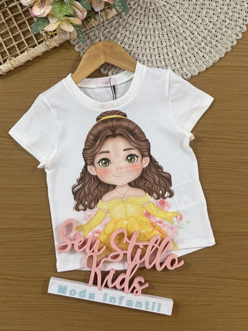 Blusa Infantil Kukiê Verão Branca Princesa Bela