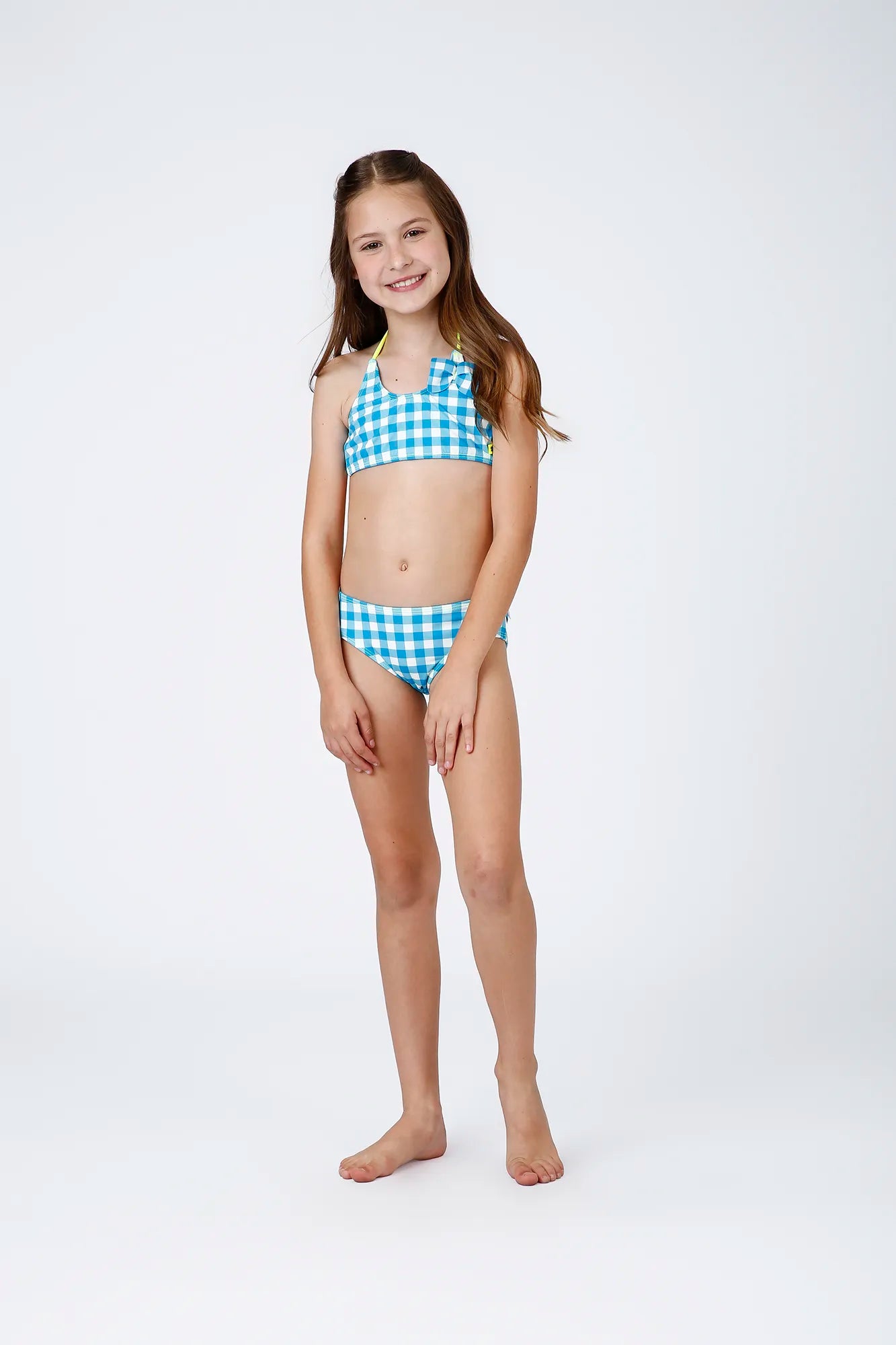 Biquíni Infantil Siri Kids Xadrez Azul Amora Vichy Limão 43024