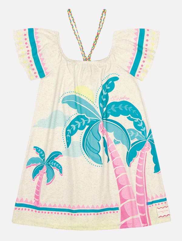 Vestido Infantil Catavento Verão Off White Coqueiros