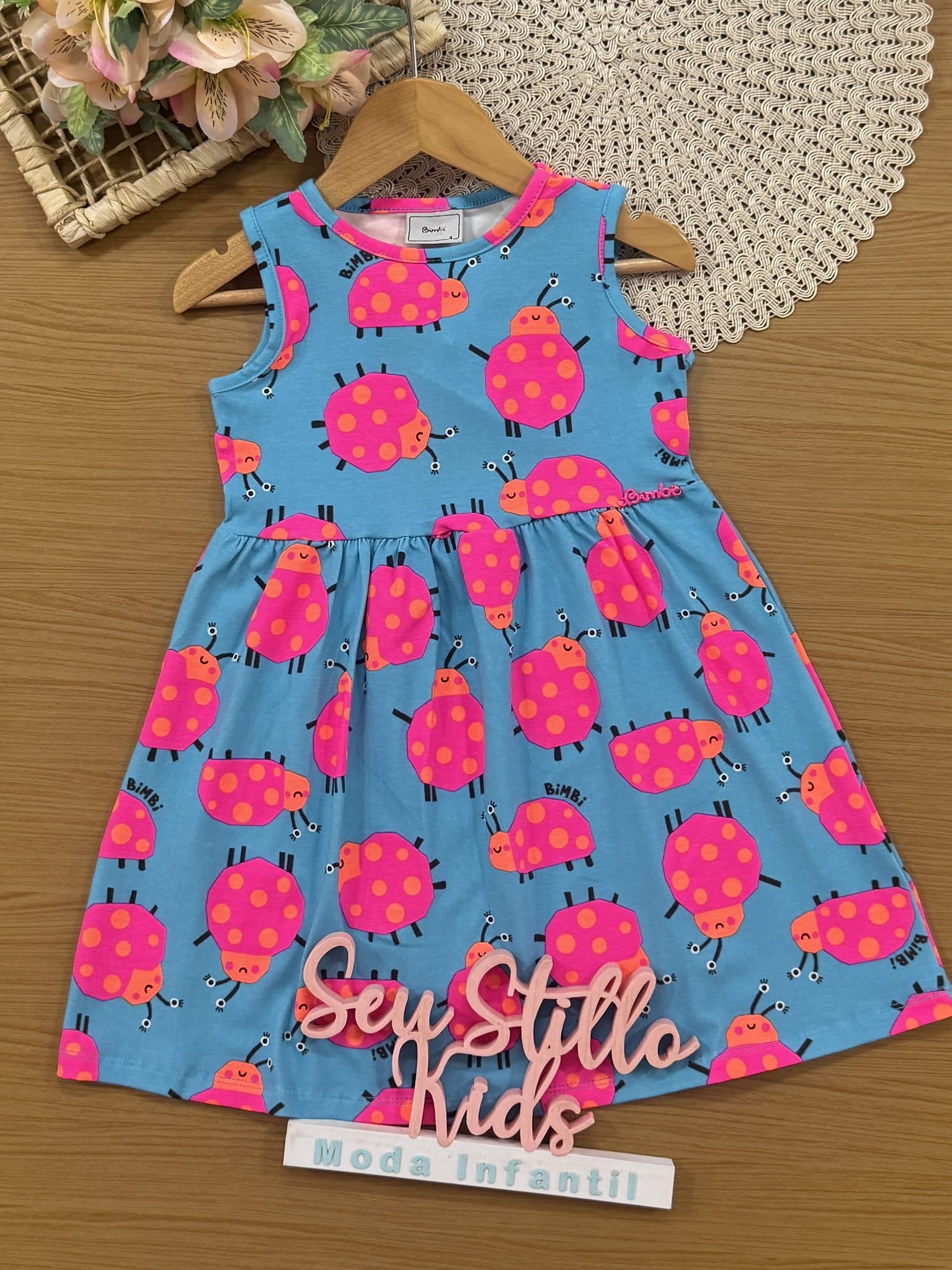Vestido Infantil Bimbi Verão Azul Joaninha