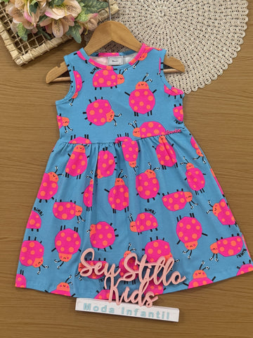 Vestido Infantil Bimbi Verão Azul Joaninha