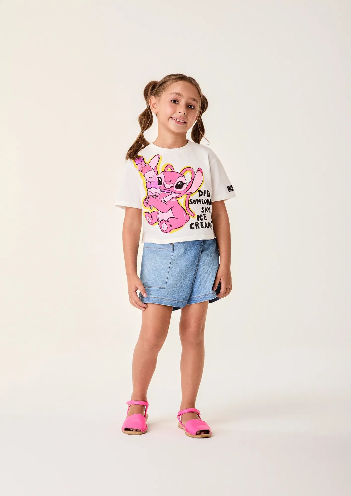 Blusa Infantil Menina Bimbi Branca Angel Sorvetinho Disney