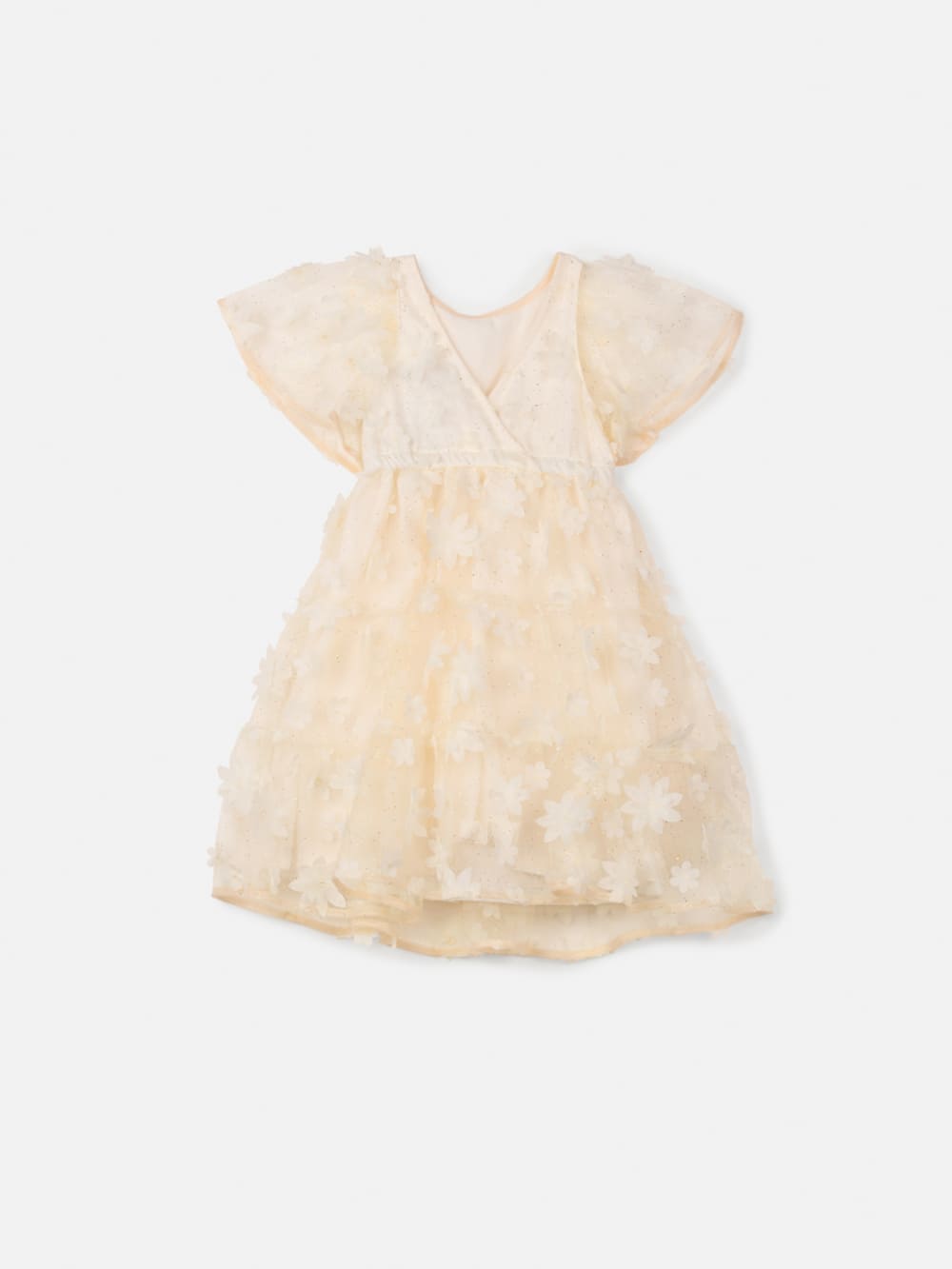 Vestido Infantil Animê Verão Tule Flores