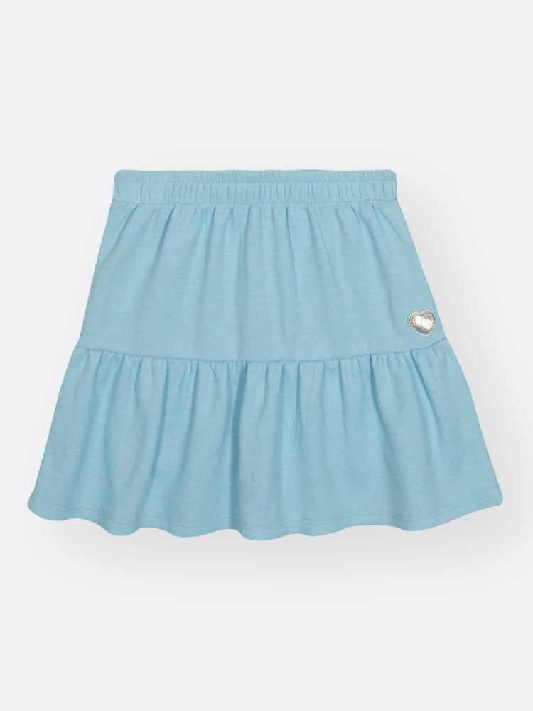 Conjunto Infantil Cinti Inverno, Saia e Blusa Manga Curta Azul com Strass
