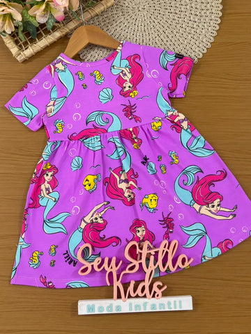 Vestido Infantil Bimbi Roxo Ariel Disney