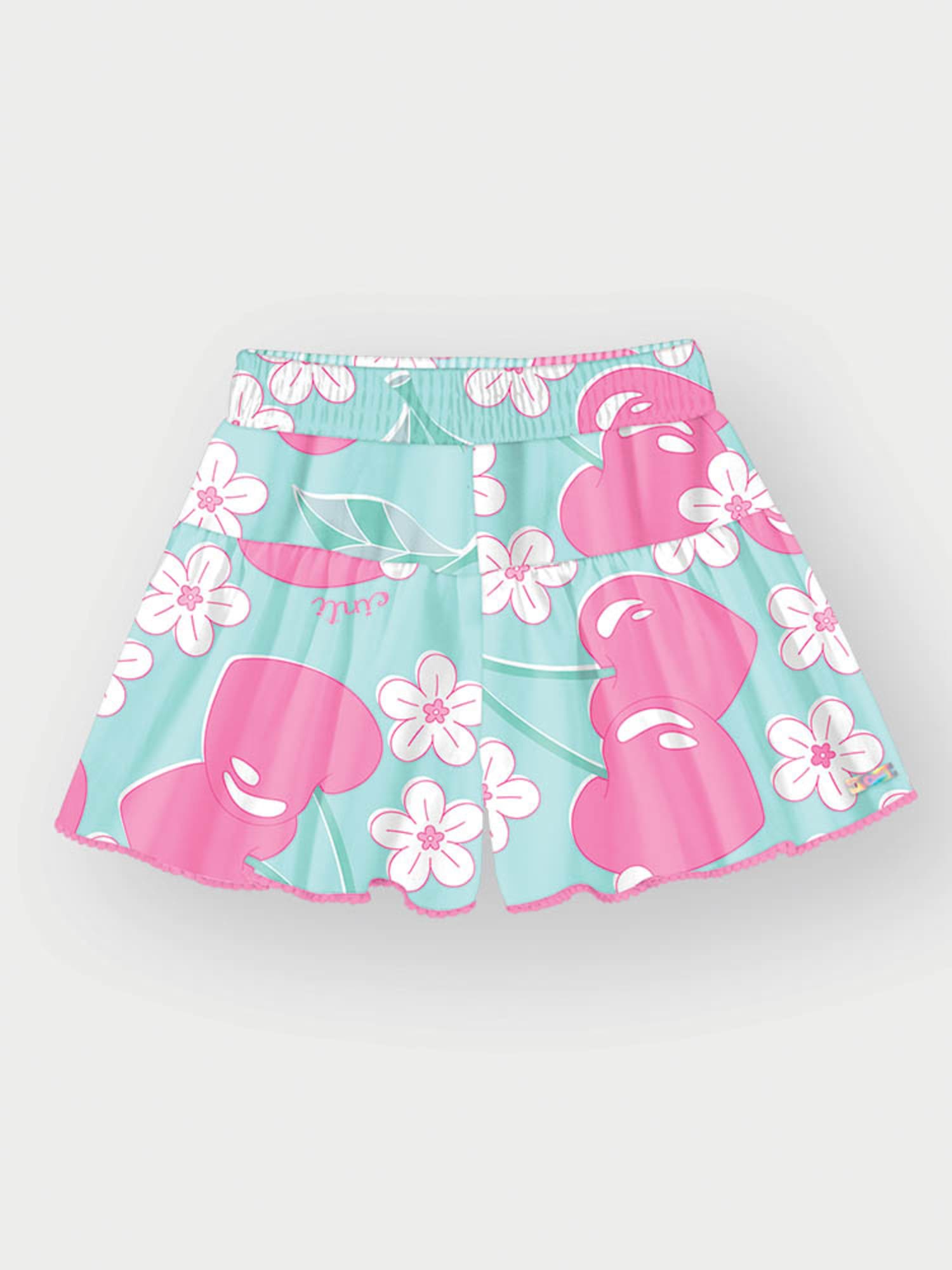 Conjunto Infantil Cinti Verão com Shorts e Blusa Verde Floral