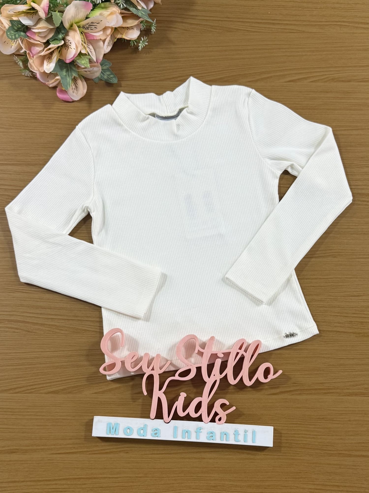 Blusa Infantil Kukiê Inverno Manga Longa Off White Canelada