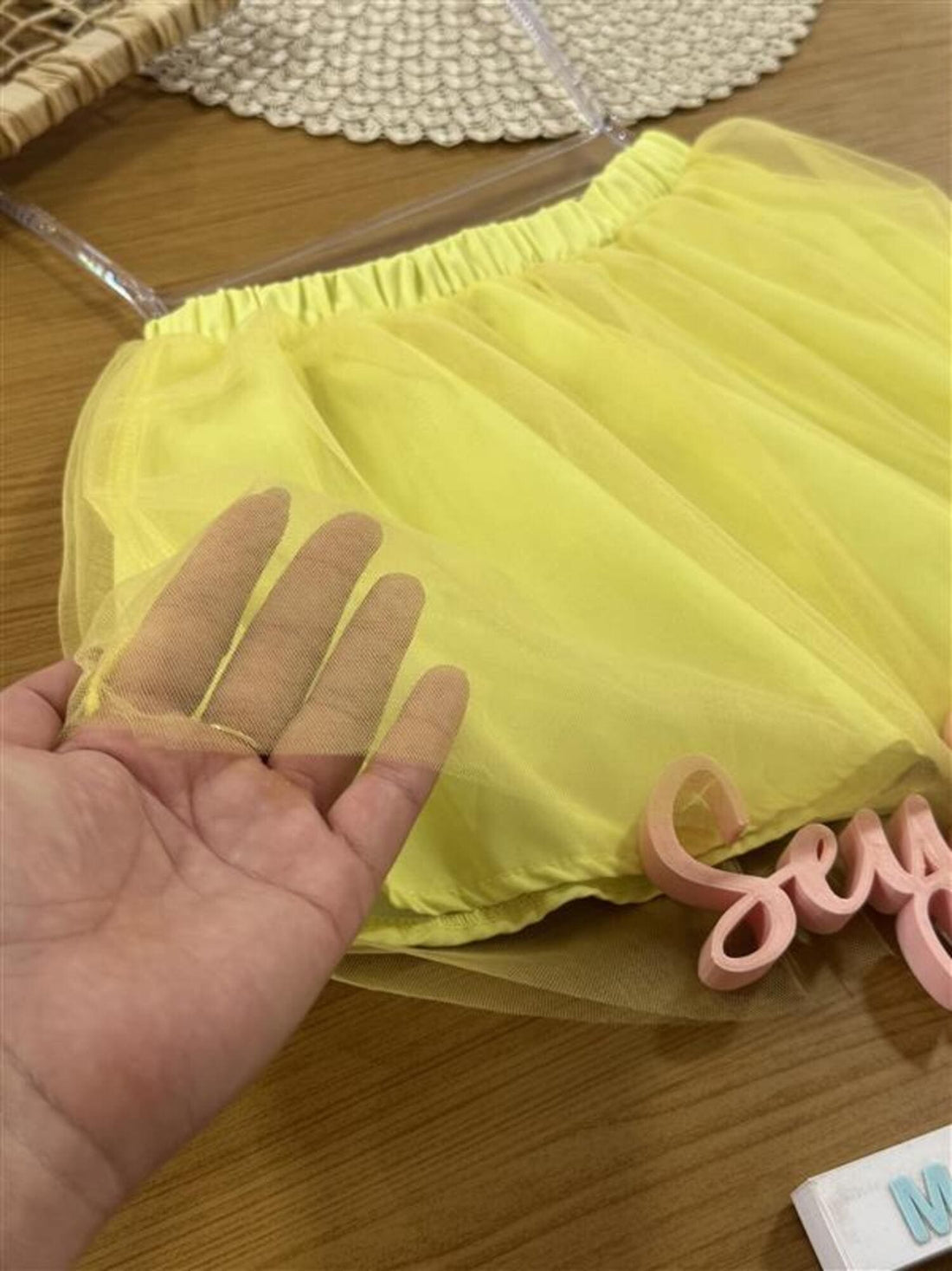 Saia Infantil Kukiê Verão Amarela em Tule