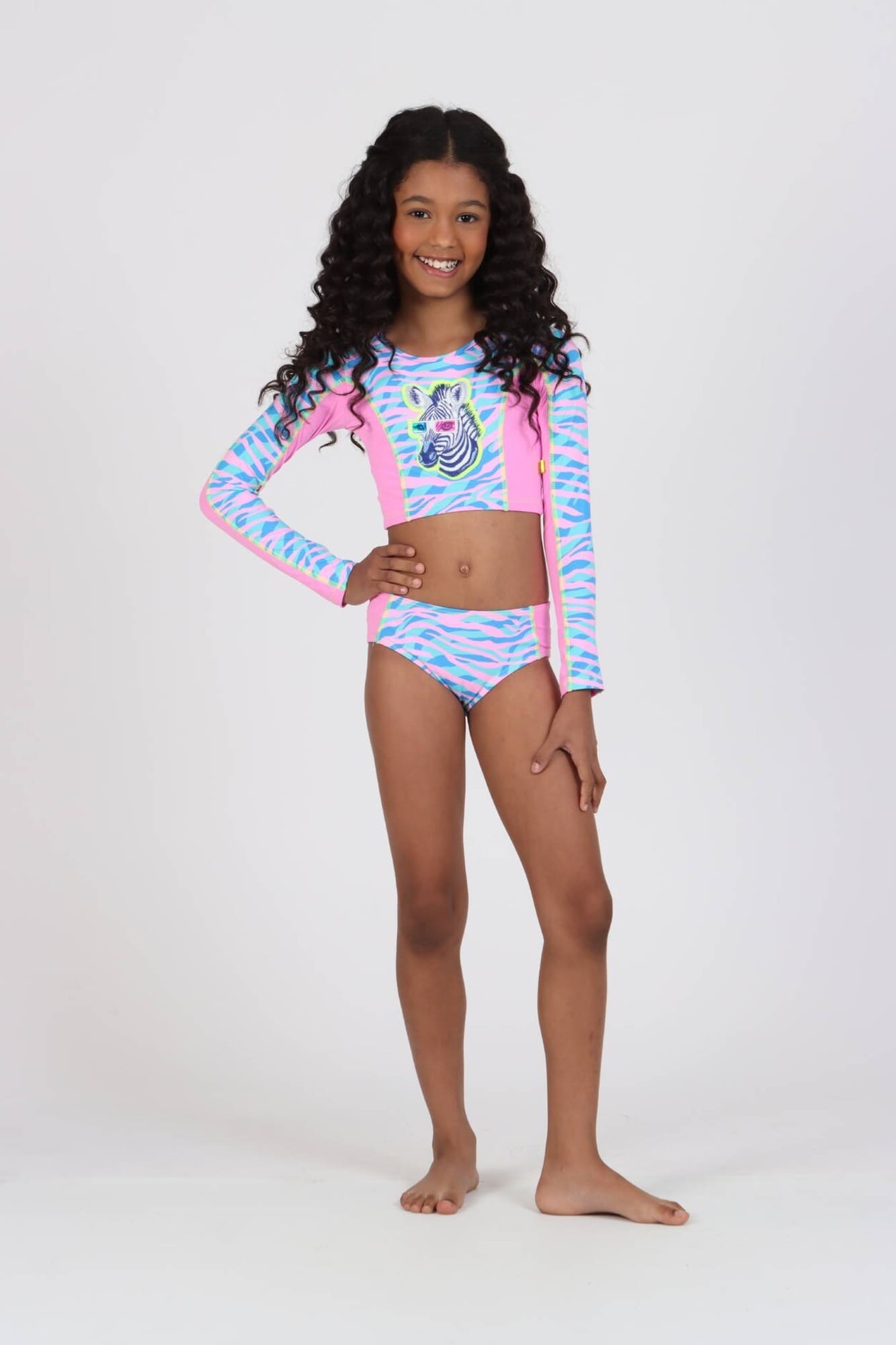 Biquíni Infantil Siri Kids com Blusa Manga Longa Leticia Zebra 40269