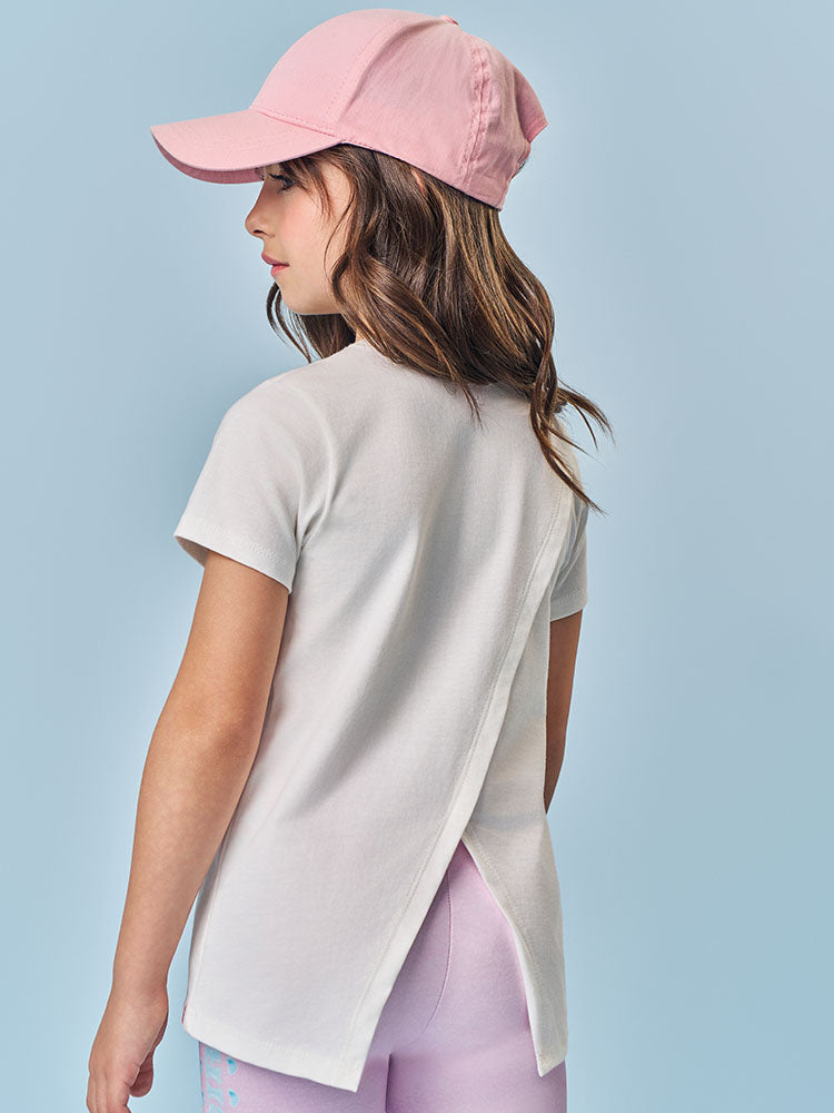 Conjunto Infantil Cinti Verão com Calça Legging Rosa e Blusa Branca Tennis Club