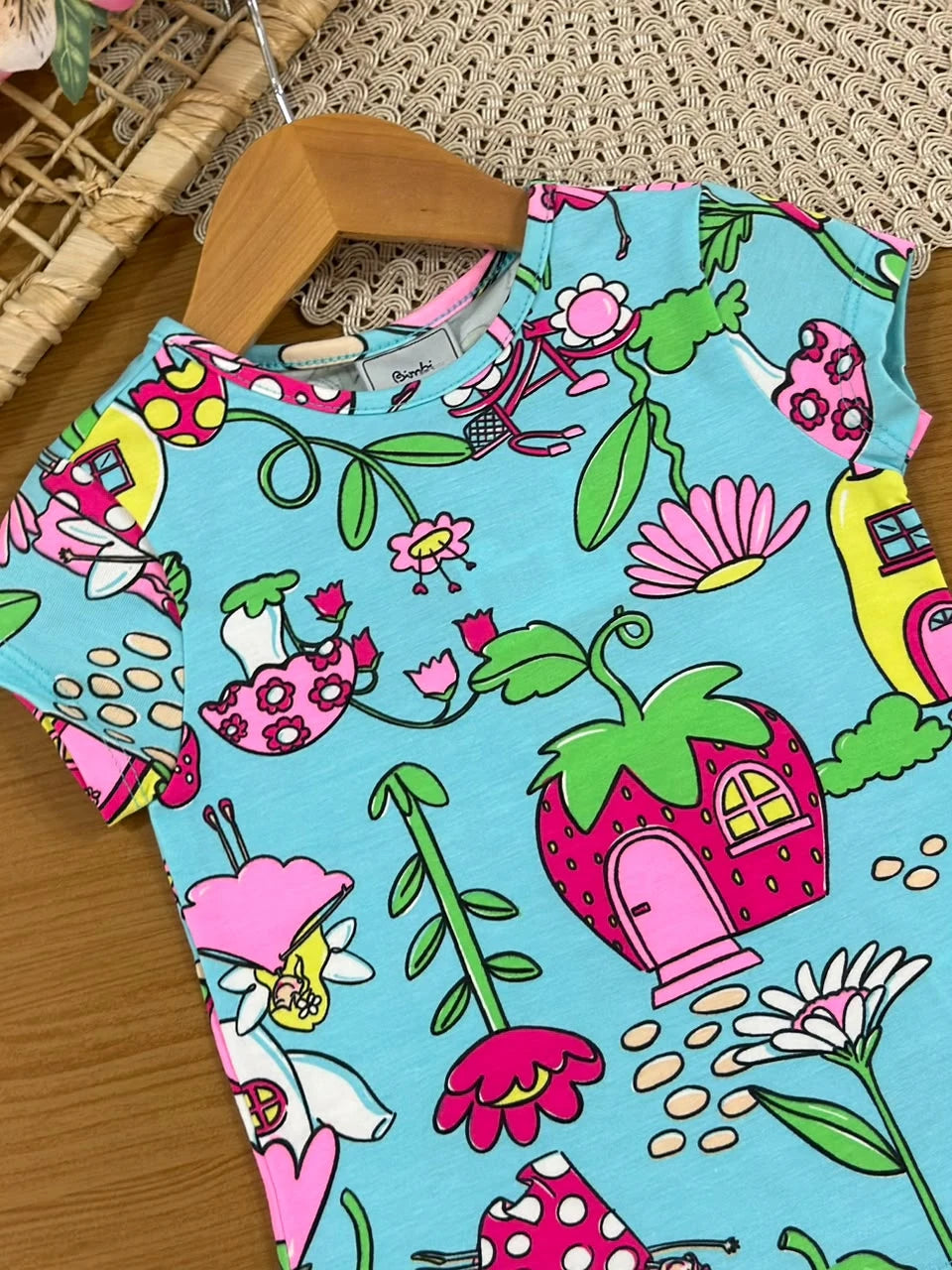 Blusa Infantil Menina Bimbi Azul Jardim das Fadas