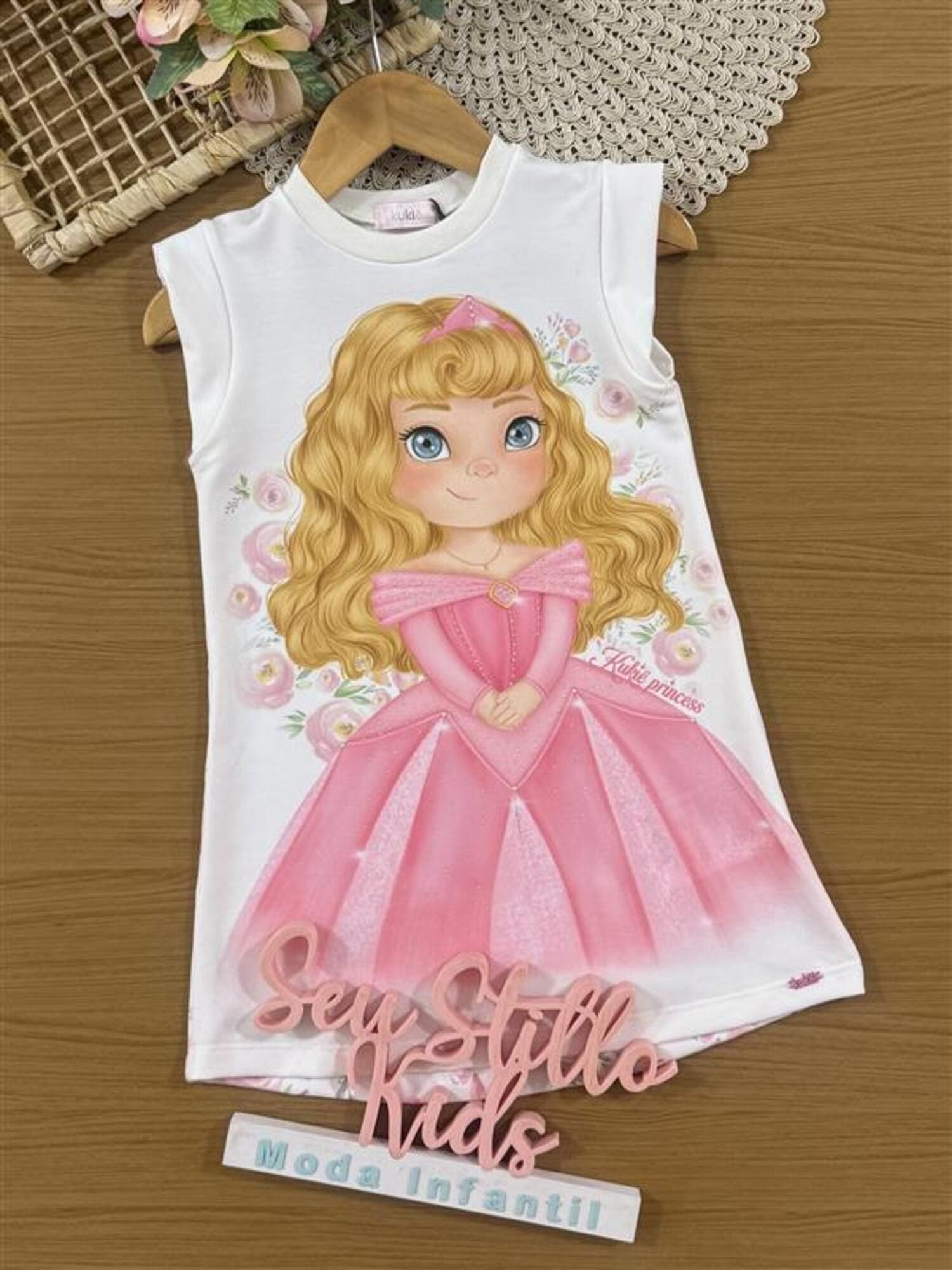 Vestido Infantil Kukiê Verão Branco Princesa Aurora