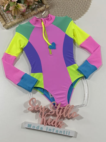 Maiô Infantil Siri Kids Manga Longa Sofia Bliss 40159