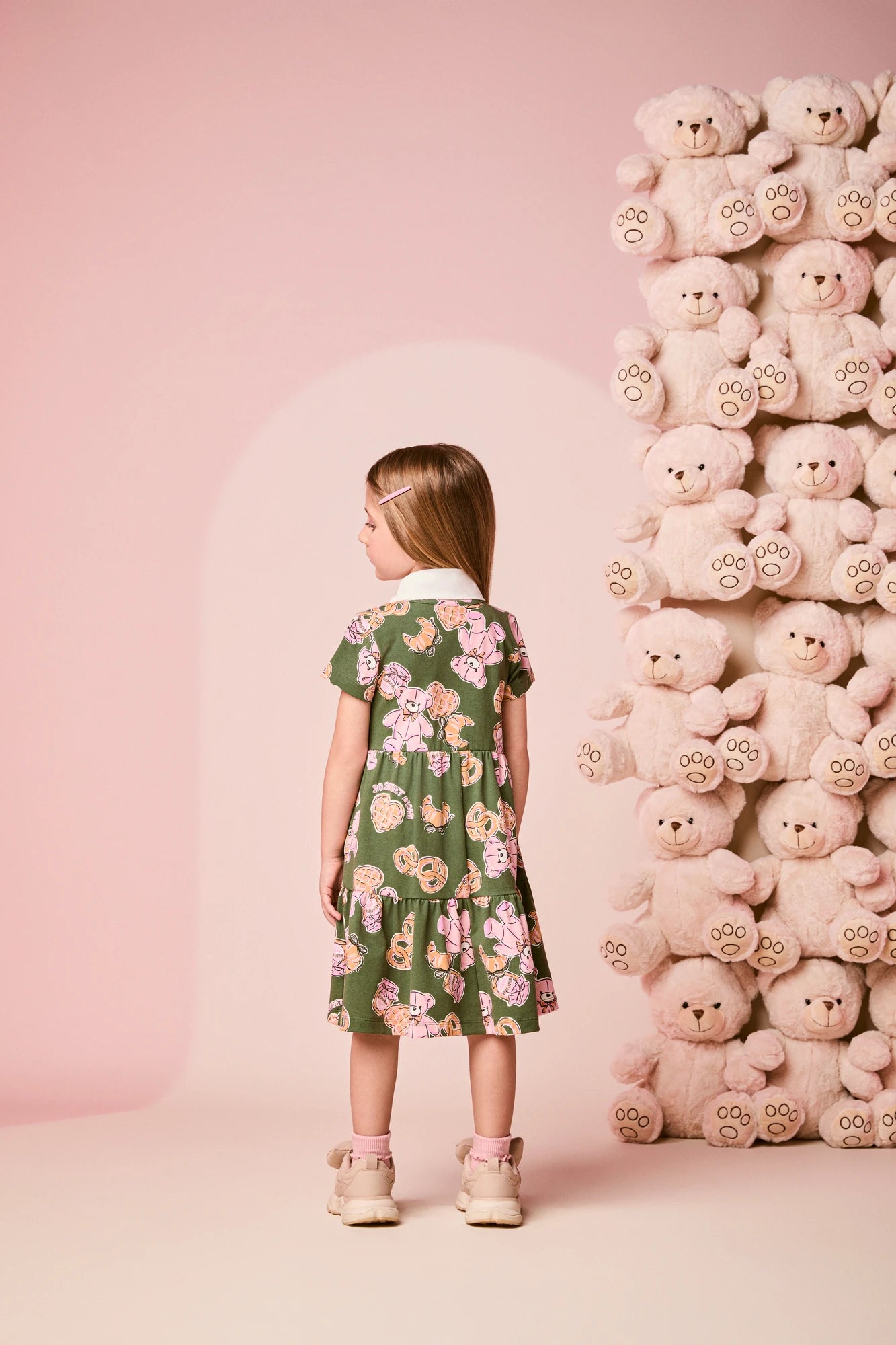 Vestido Infantil Momi Inverno Verde Ursinho Docinhos