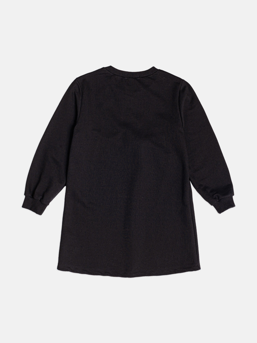 Vestido Infantil Momi Inverno Manga Longa Preto Ursinho Lacinho