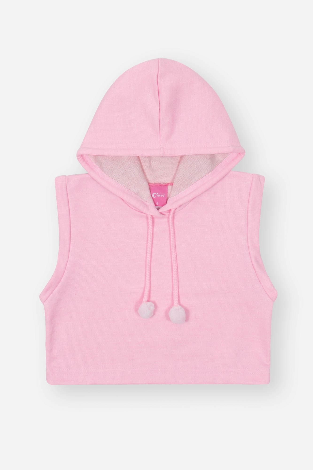 Conjunto Infantil Cinti Inverno Shorts Colete Rosa e Blusa Coelhinha