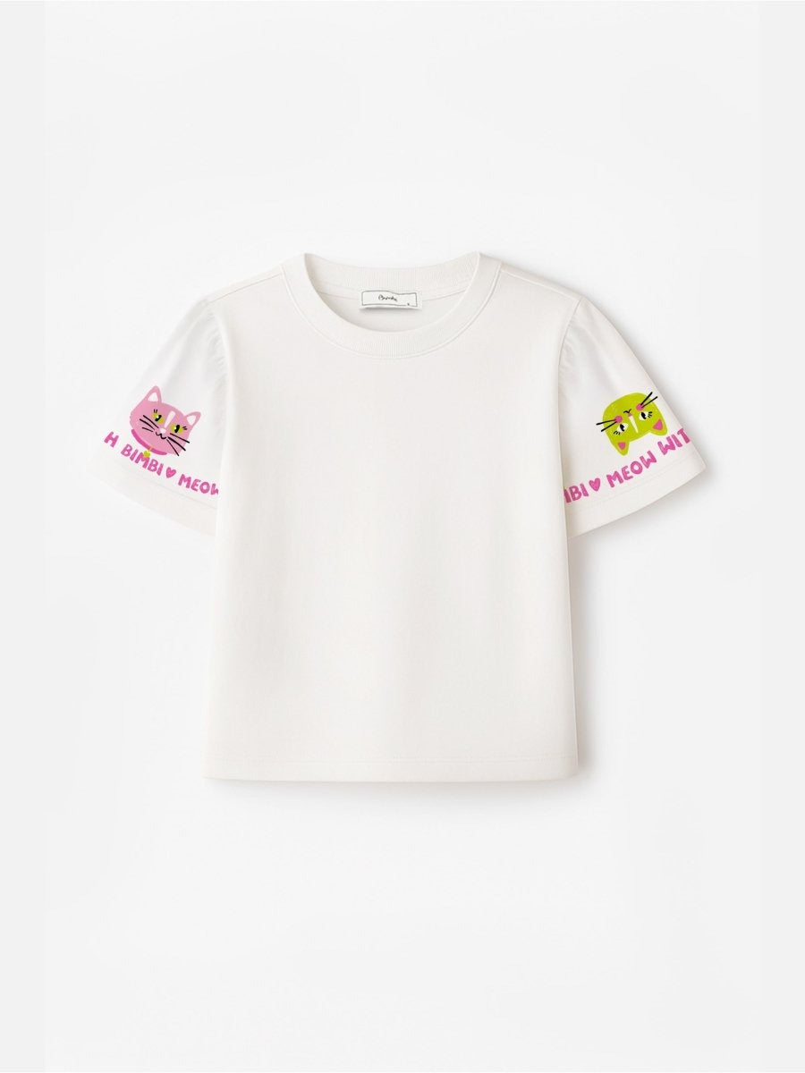 Blusa Infantil Bimbi Verão Branca Gatinha