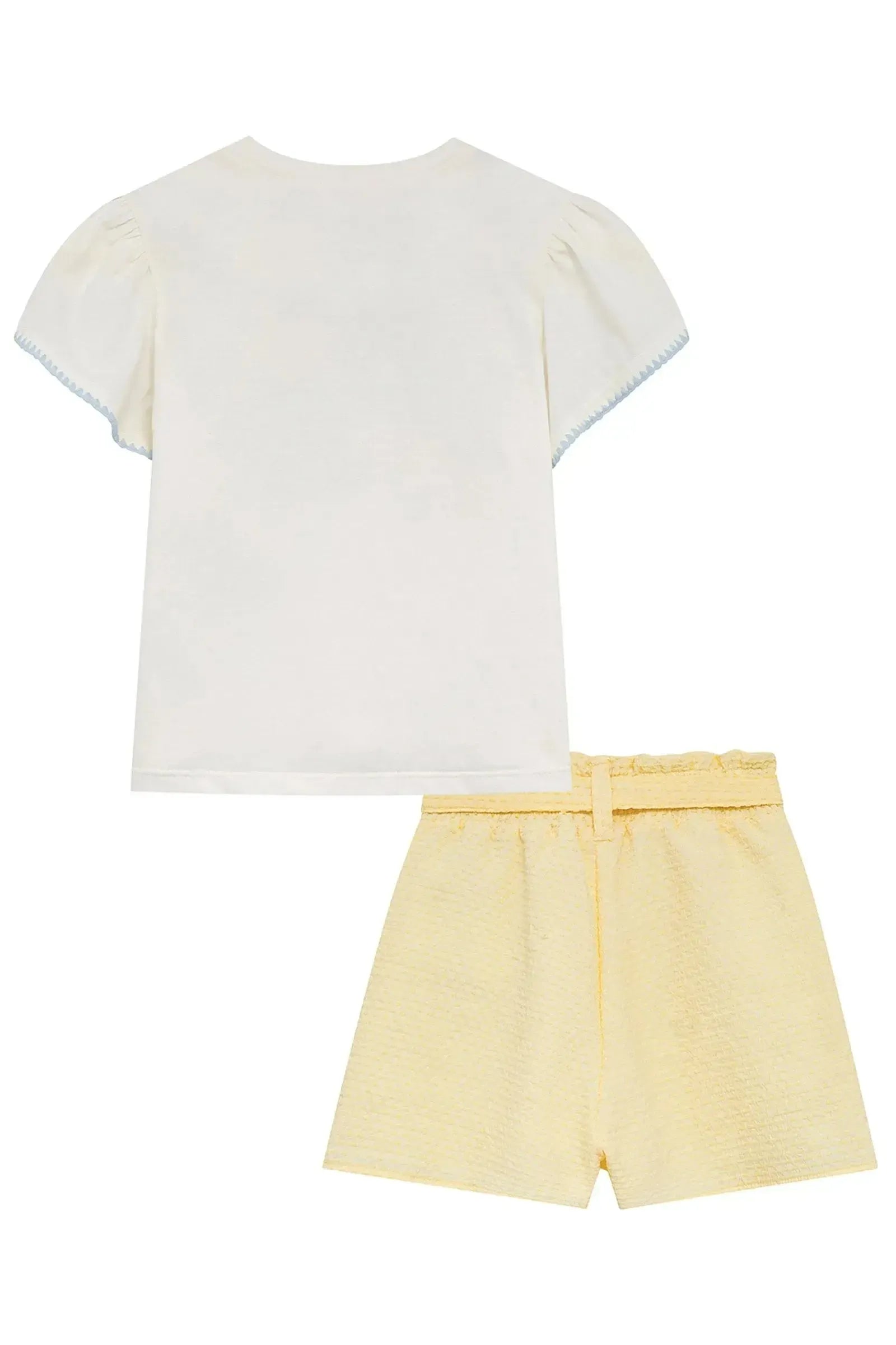 Conjunto Infantil Menina Kukiê com Shorts Amarelo e Blusa Branca La Dolce Vita