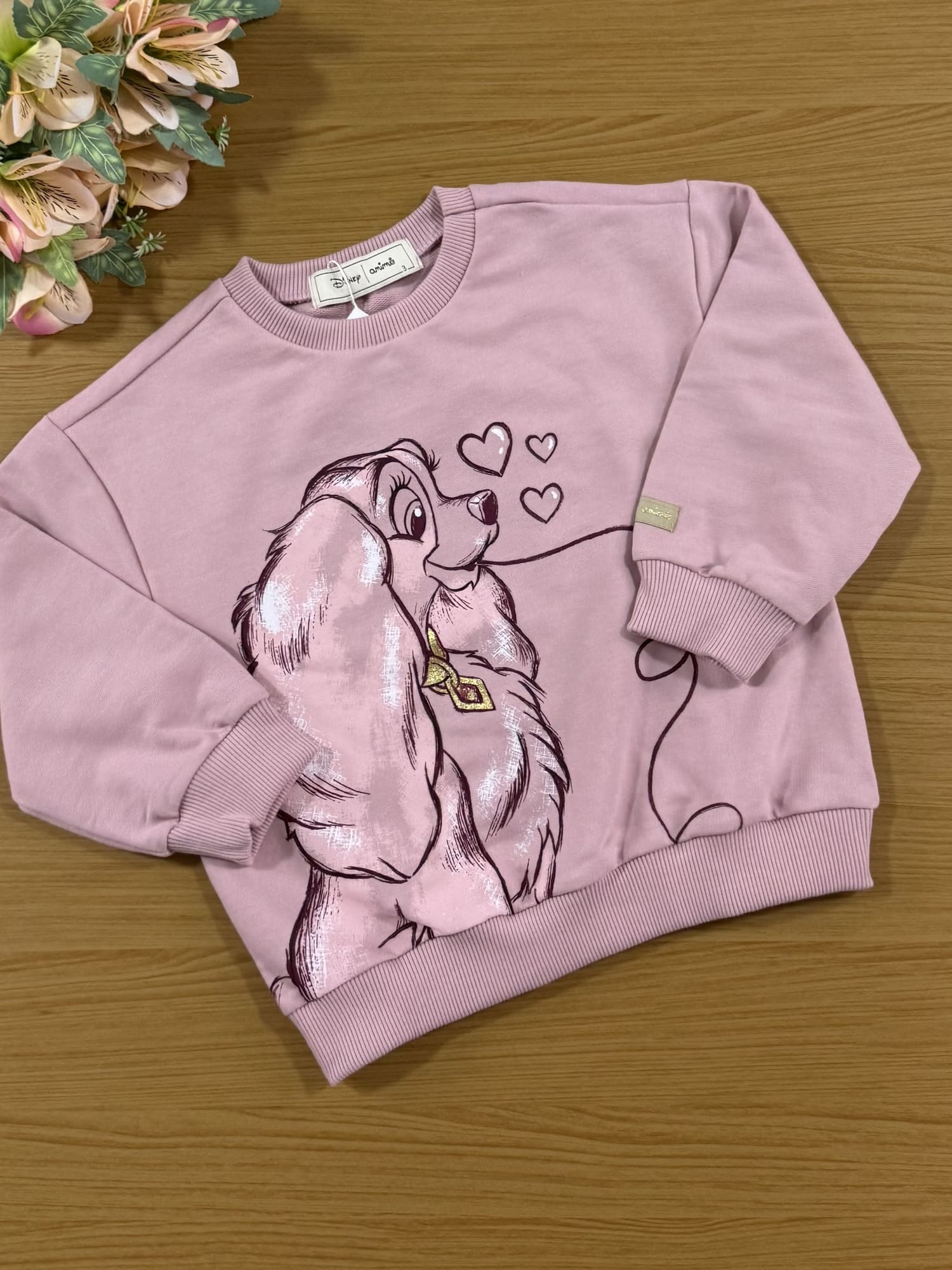 Conjunto Infantil Animê Inverno com Calça e Casaco Rosa Dama Disney