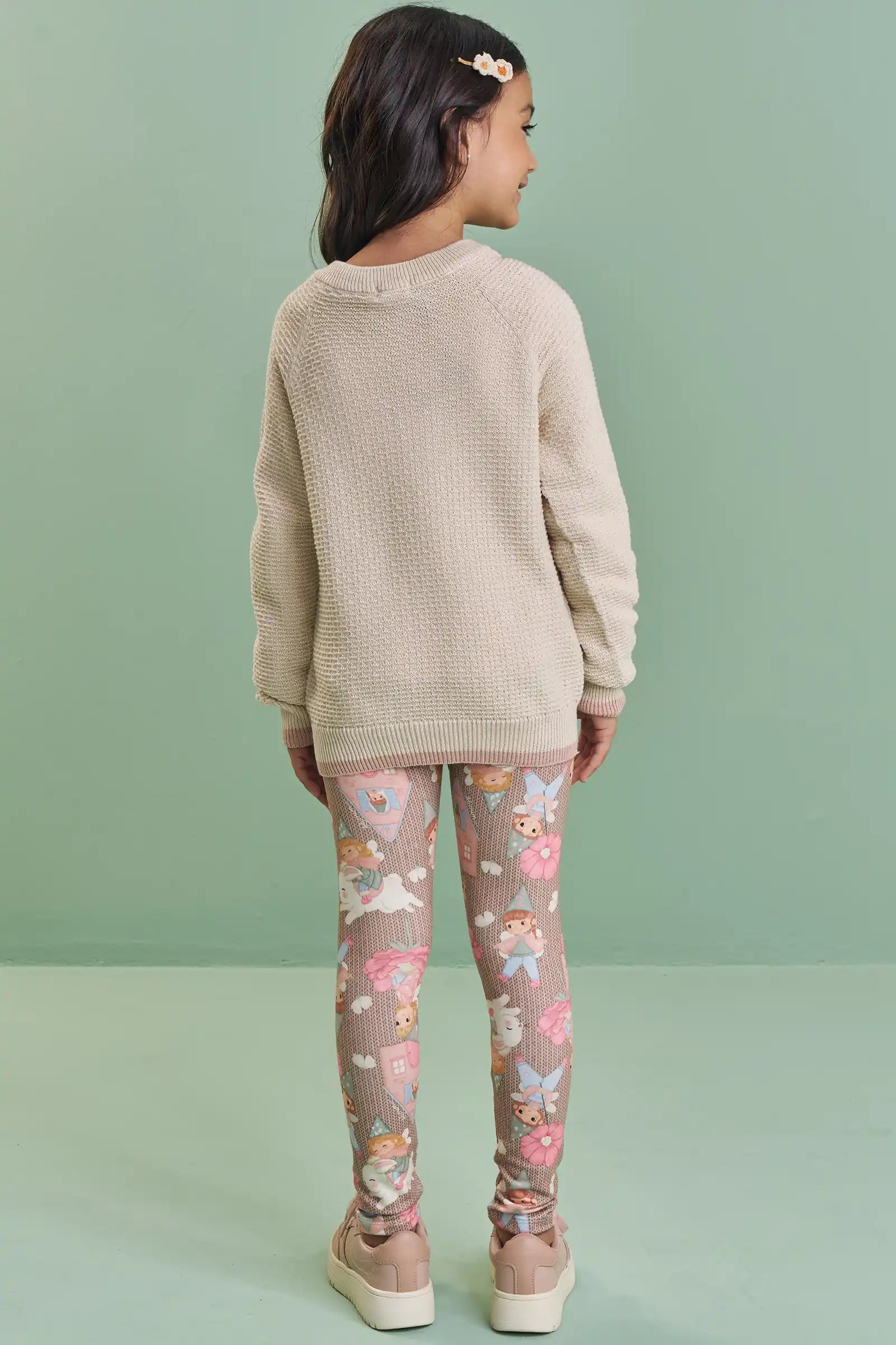 Calça Legging Infantil Kukiê Inverno Bege Mundo Encantado