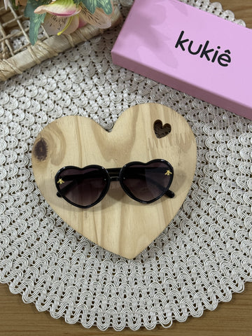 Óculos de Sol Infantil Kukiê Verão Preto Coração