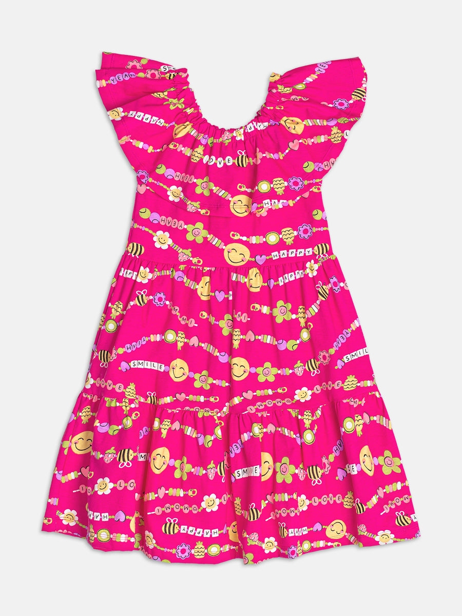 Vestido Infantil Momi Verão Rosa Pulseirinhas