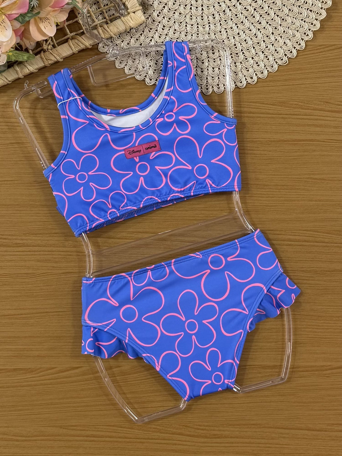 Biquíni Infantil Animê Verão Azul Stitch Disney