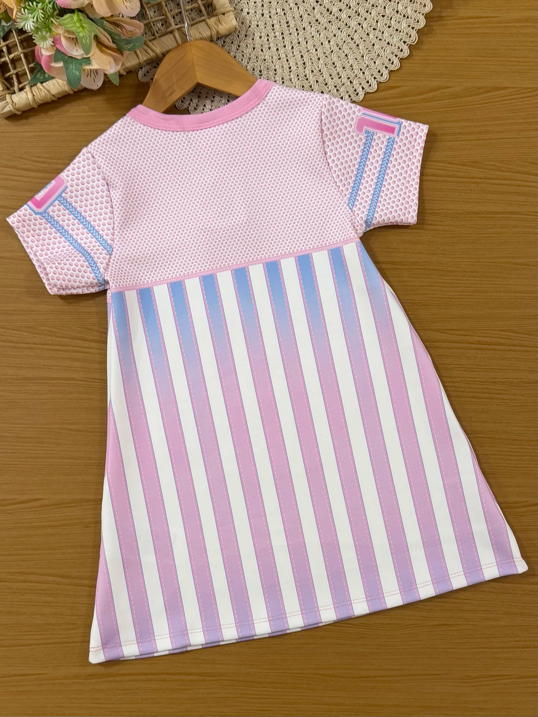 Vestido Infantil Cinti Verão Rosa Listrado Unicórnio World Series