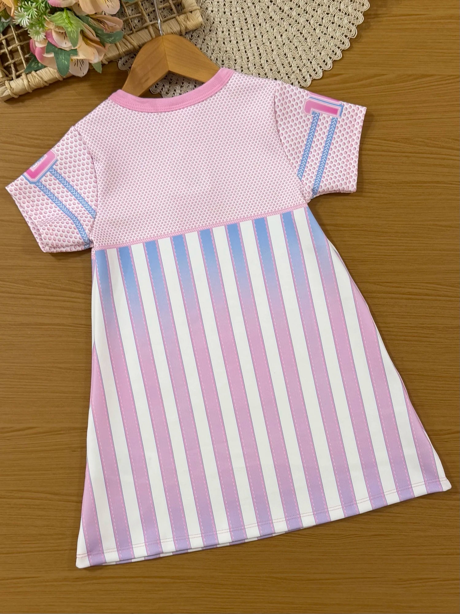 Vestido Infantil Cinti Verão Rosa Listrado Unicórnio World Series