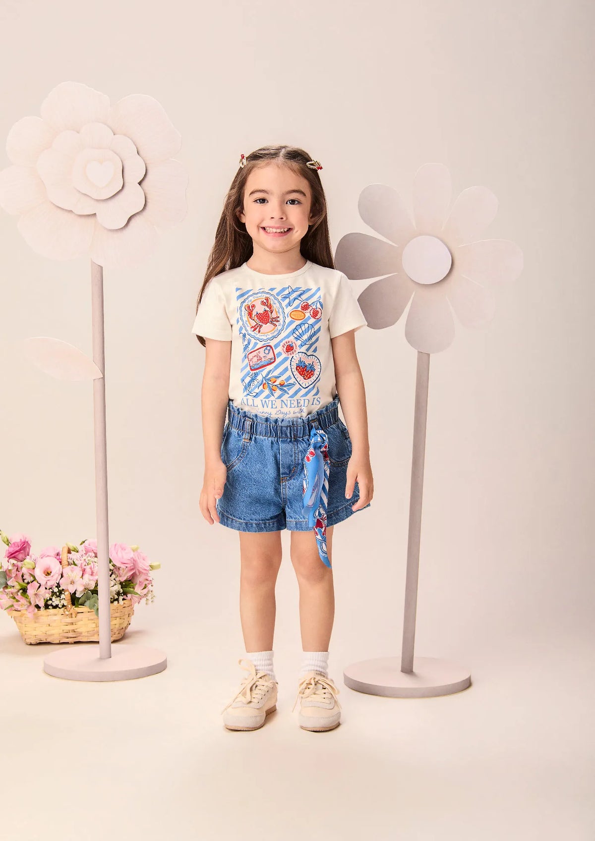 Blusa Infantil Menina Momi Branca Caranguejo Strass