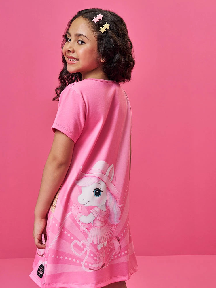 Vestido Infantil Cinti Verão Rosa Cow Girls